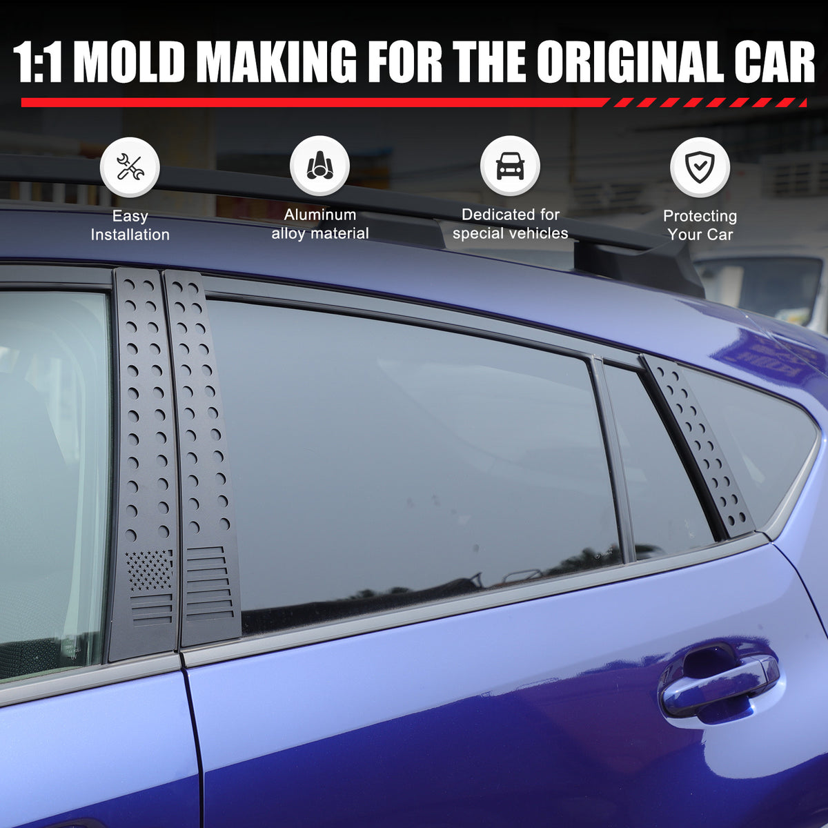 US Flag Alloy Window Center Pillar Trim Panel For Subaru Crosstrek 24+ 6