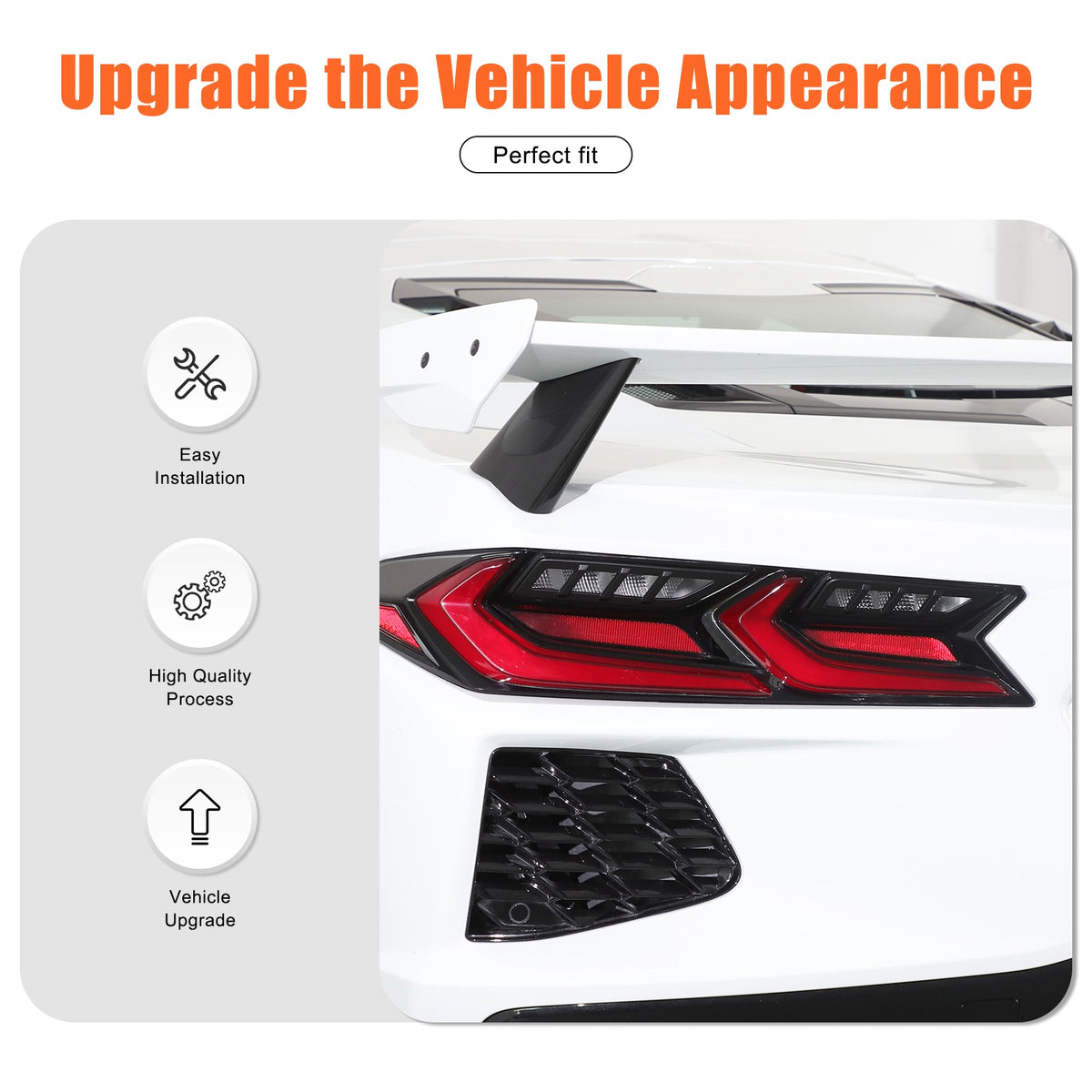 Matte Black ABS Reverse Light Protection Grille Trim For Corvette C8 20+ US 6