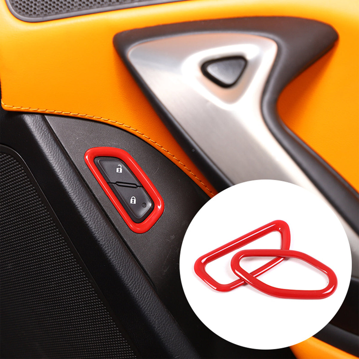 Sports Red ABS Interior Decoration Cover Trim Kit For Corvette C7 2014-19 - Styles 6-10 39