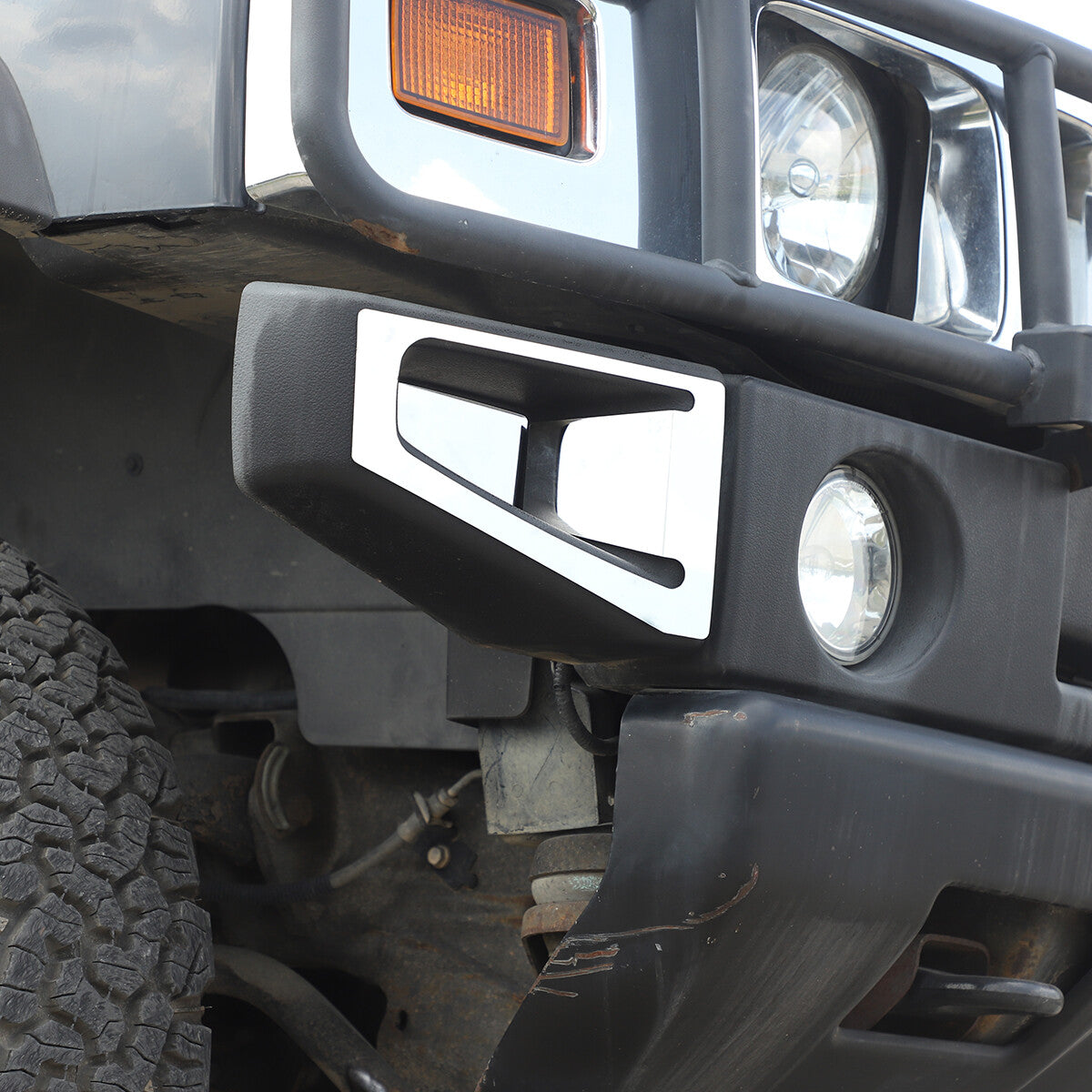 For 03-09 Hummer H2 Stainless Steel Front Bumper 4pcs Silver Accent Trim US 5
