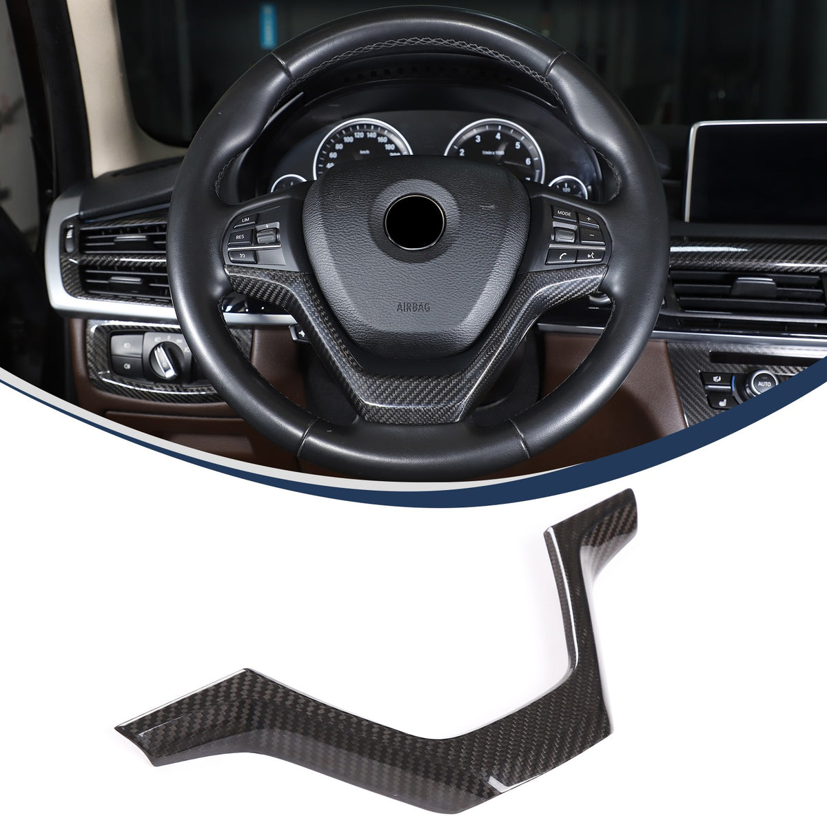 Real Dry Carbon Fiber Center Volume CD Switch Panel Trim For BMW X5 X6 F15 14-18 17