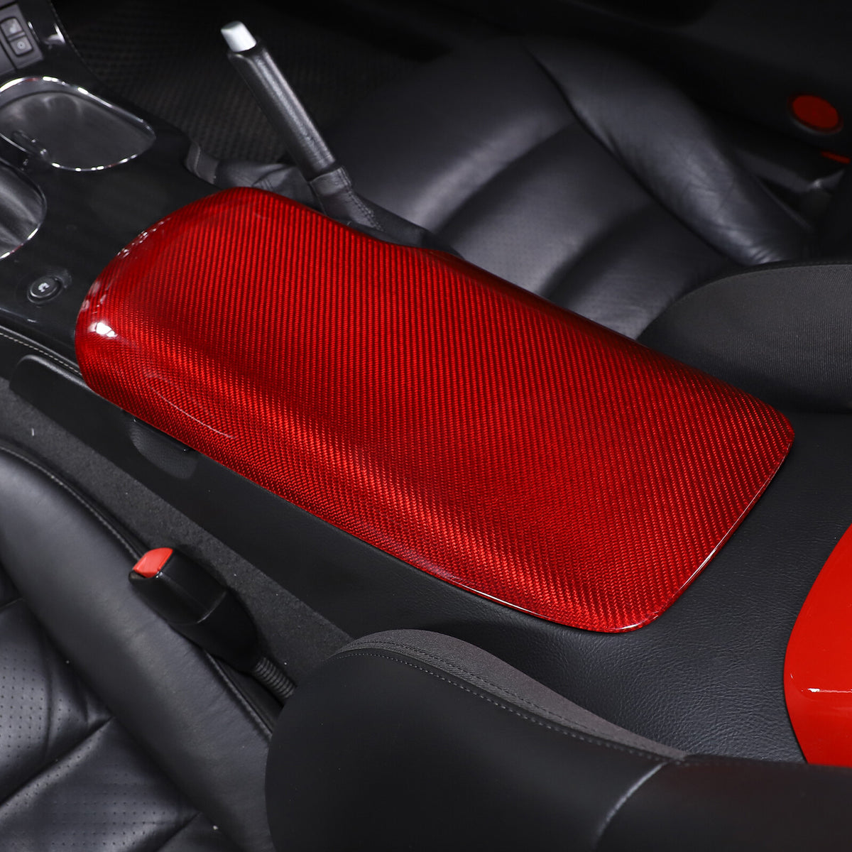 Red Real Carbon Fiber Center Console Armrest Box Cover For Corvette C6 2005-13 23