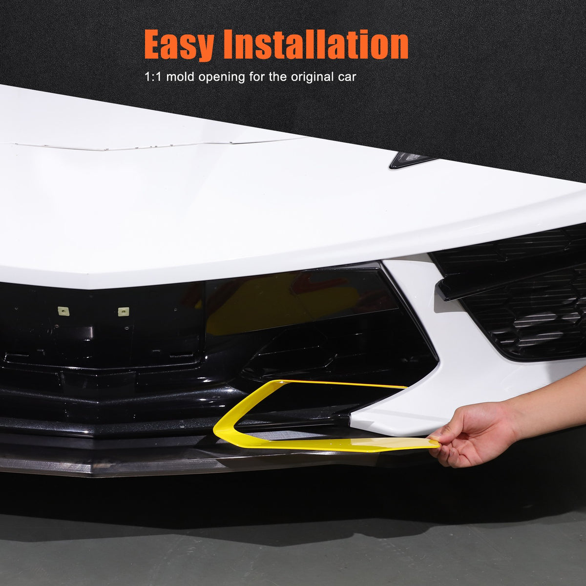 Yellow ABS Front Bumper Middle Grille Trim Cover For Corvette C8 2020+ 9