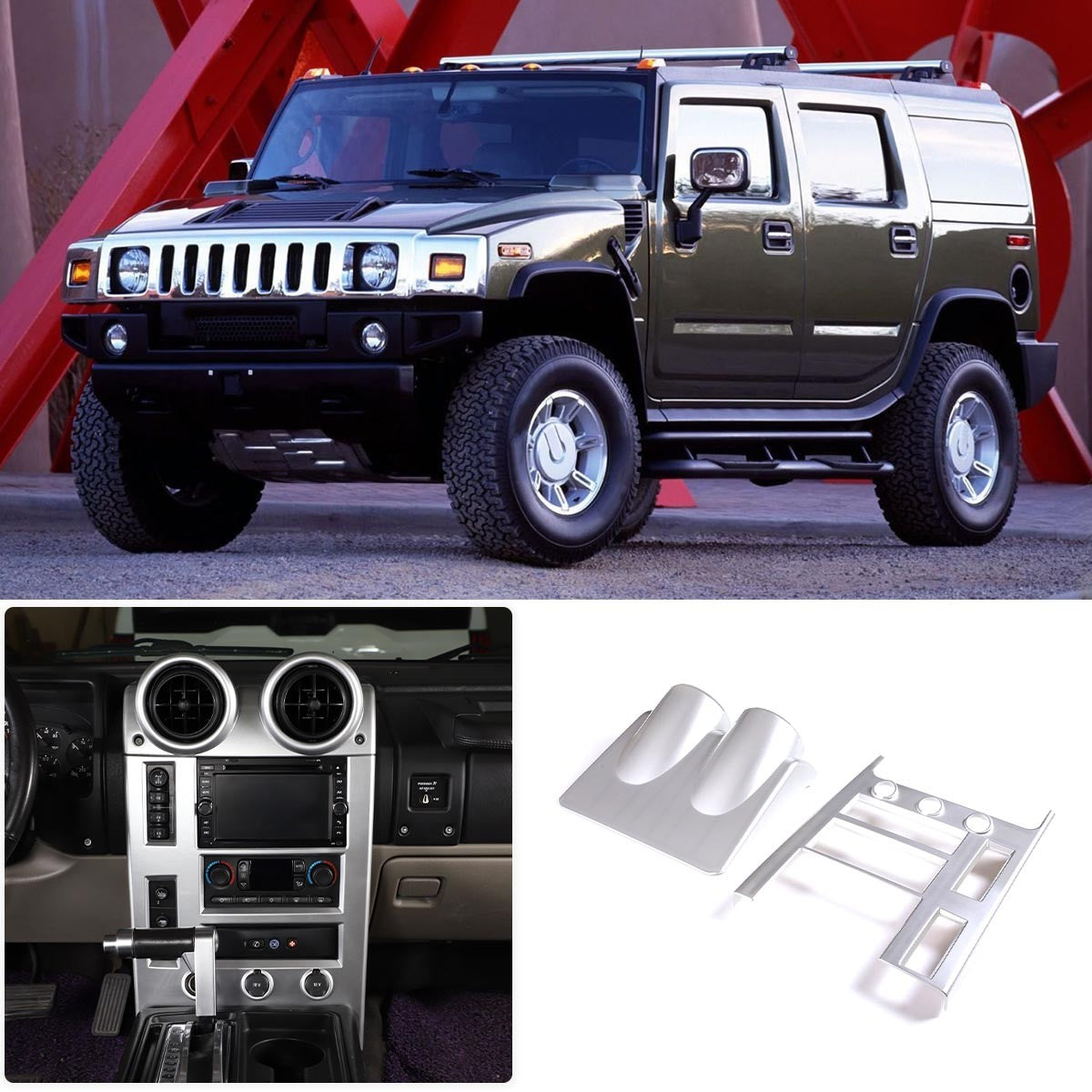 Silver Interior Air Condition Panel Cover Trim For Hummer H2 2003-2007 10