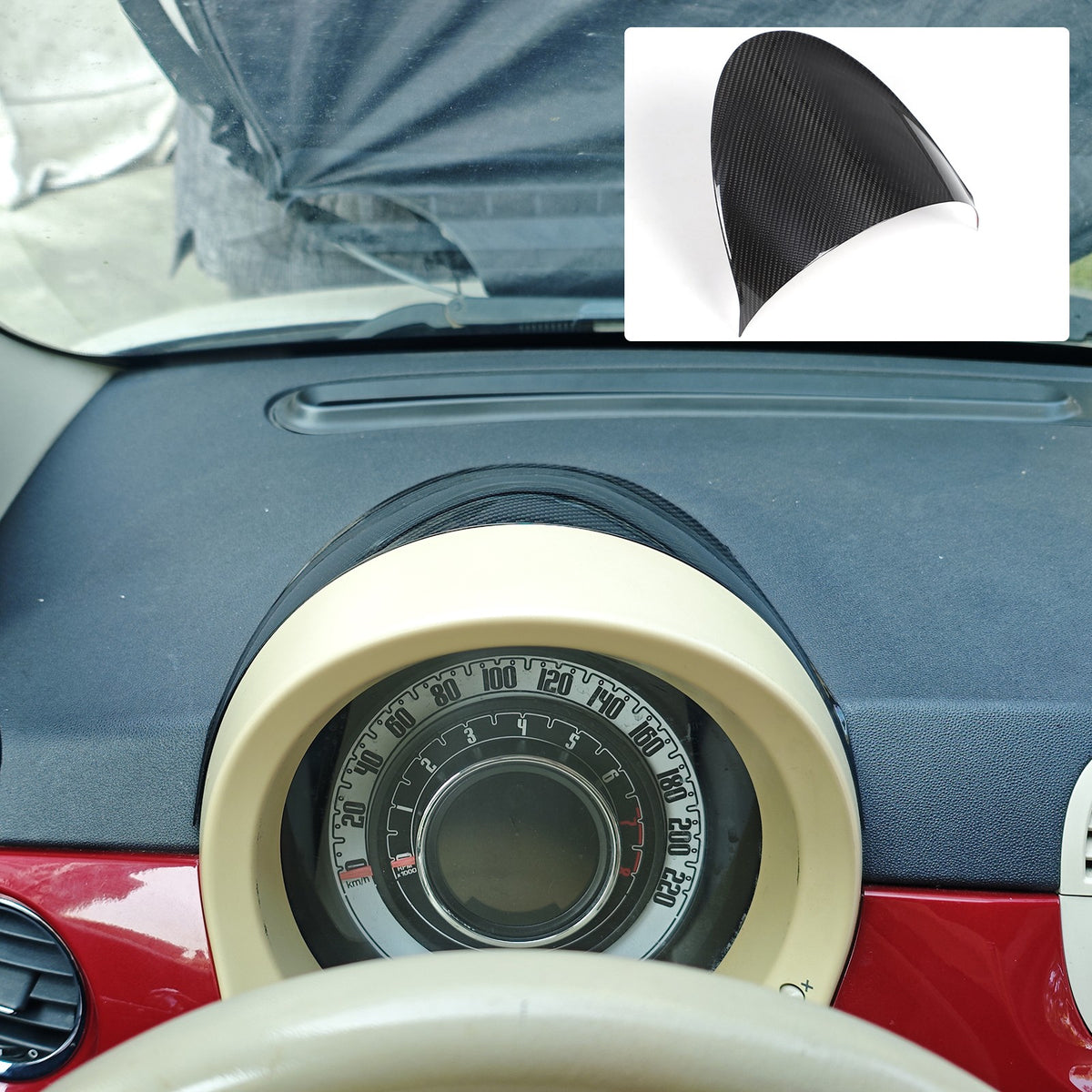 Real Carbon Fiber Dashboard Instrument Upper Trim For Fiat 500 312 2007-15 9