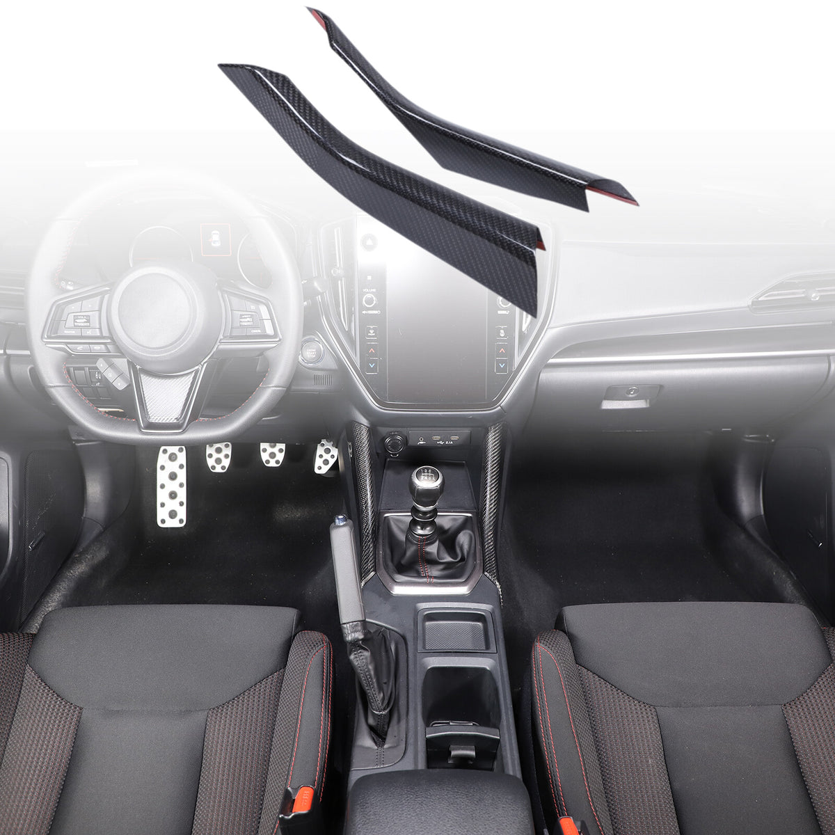 Real Carbon Fiber Side Gear Shift Box Cover Trim For Subaru WRX STI VB 2022-2024 5