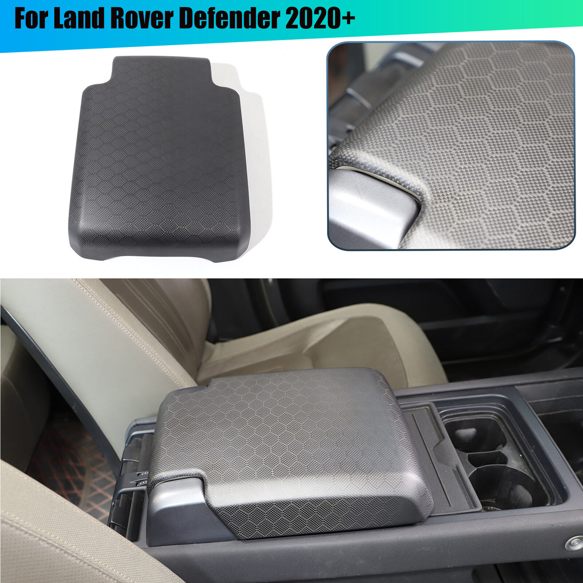 Matte Honeycomb Carbon Fiber Storage Armrest Cover For Land Rover Defender 2020+ 1