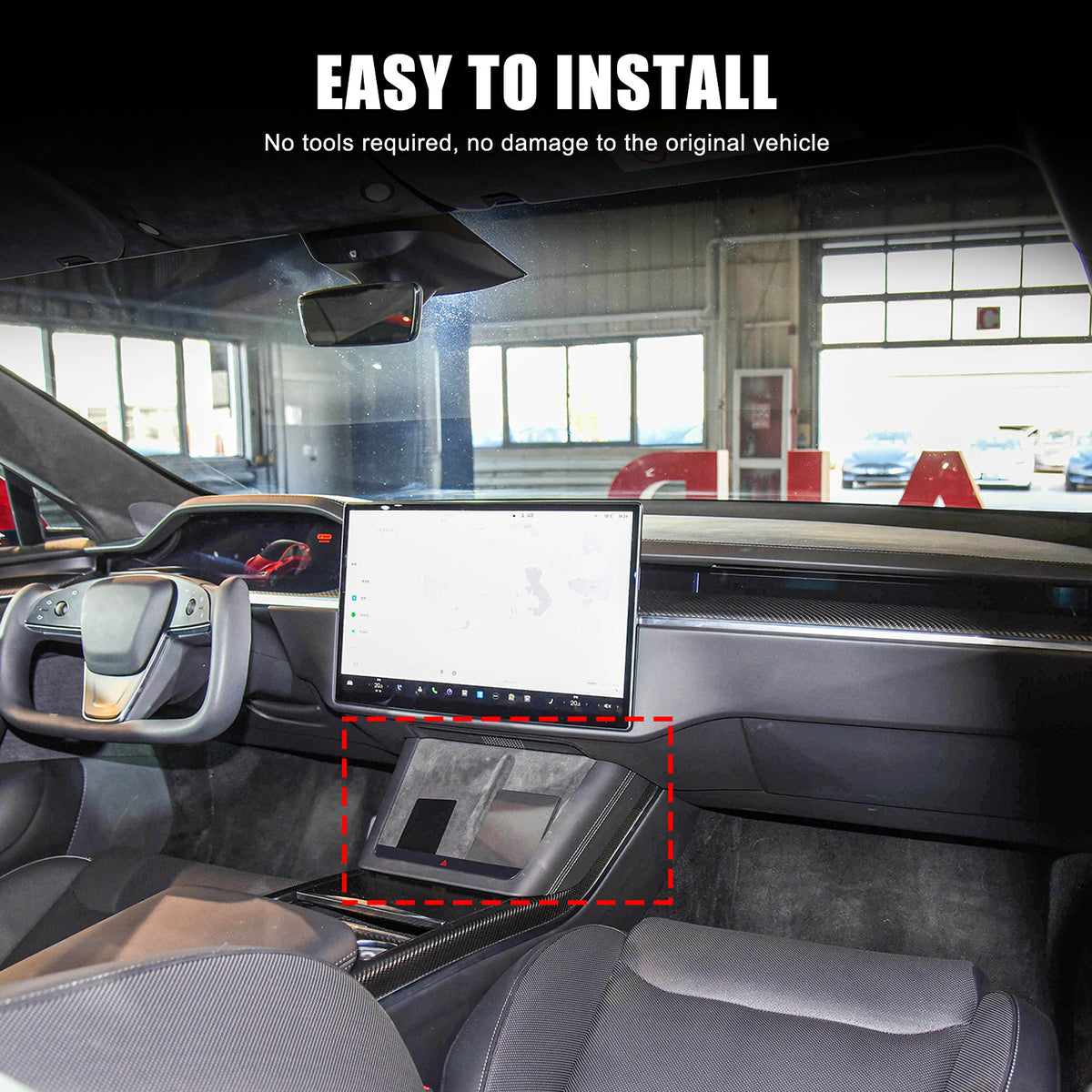Real Dry Carbon Fiber Center Console Interior Trim Cover For Tesla Model S 23+ 11