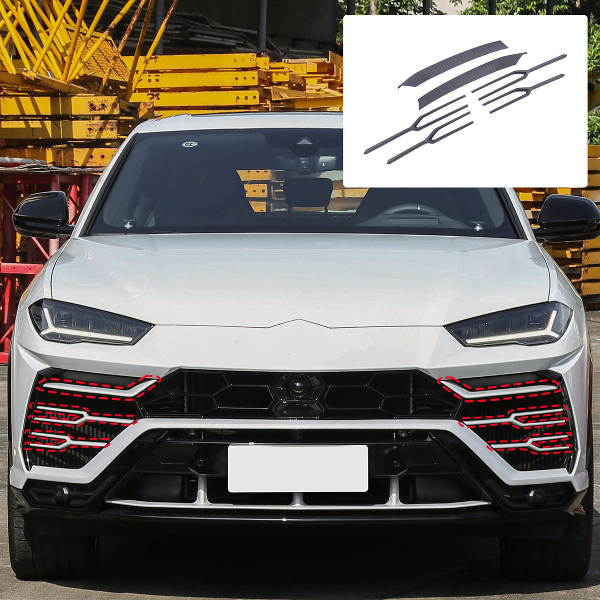 Matte Real Carbon Fiber Front Grille Bumper Trim For Lamborghini URUS 2018-2021 11