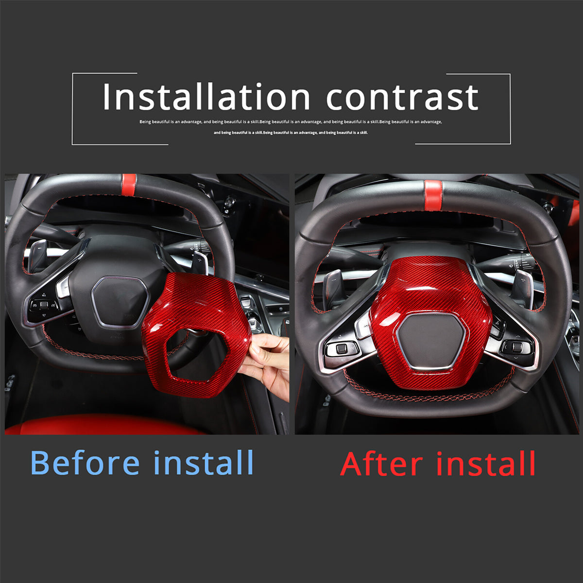 Red Real Carbon Fiber Interior Trim for Corvette C8 20-25 196