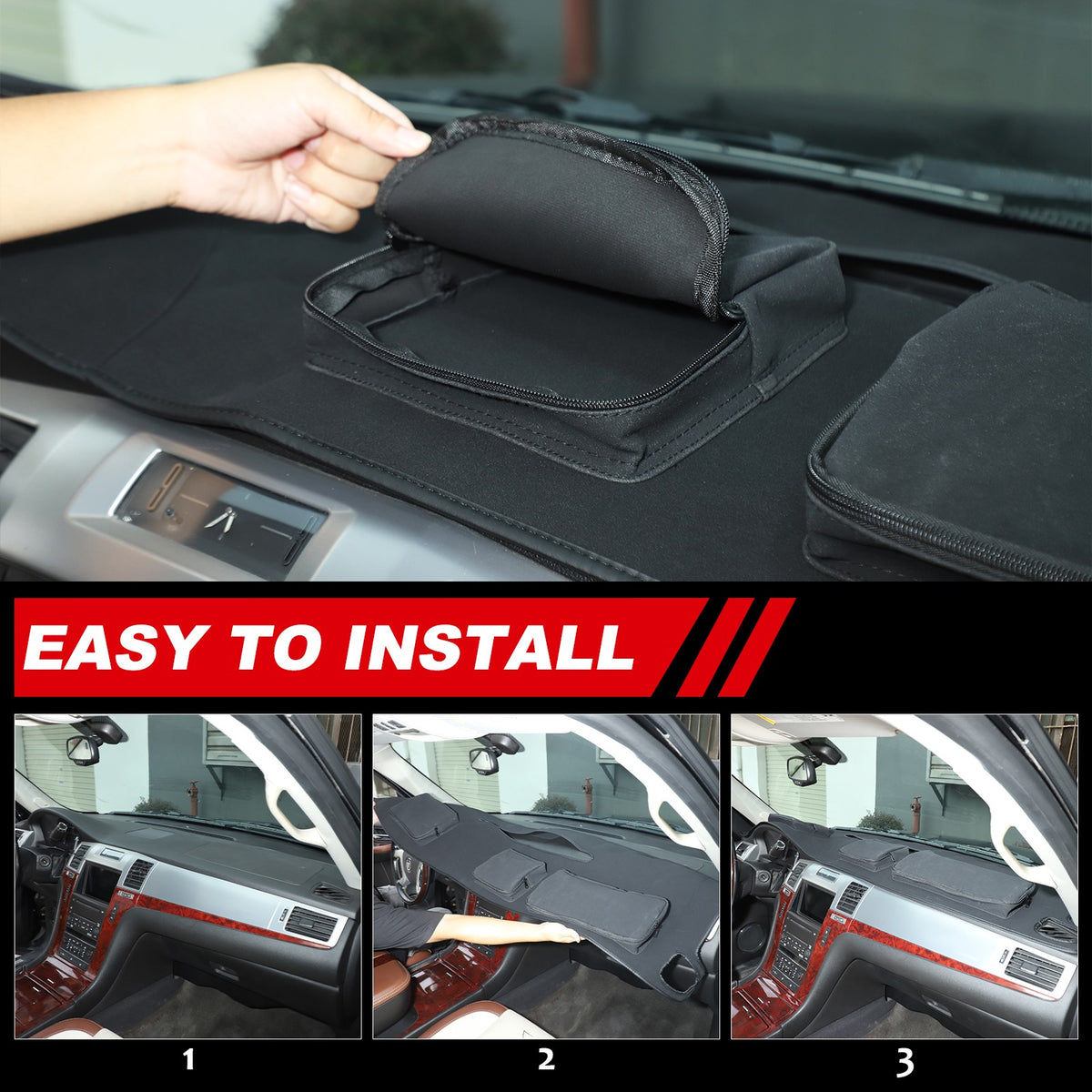 Interior Center Console Dashboard Storage Bag For Cadillac Escalade 2007-14 5