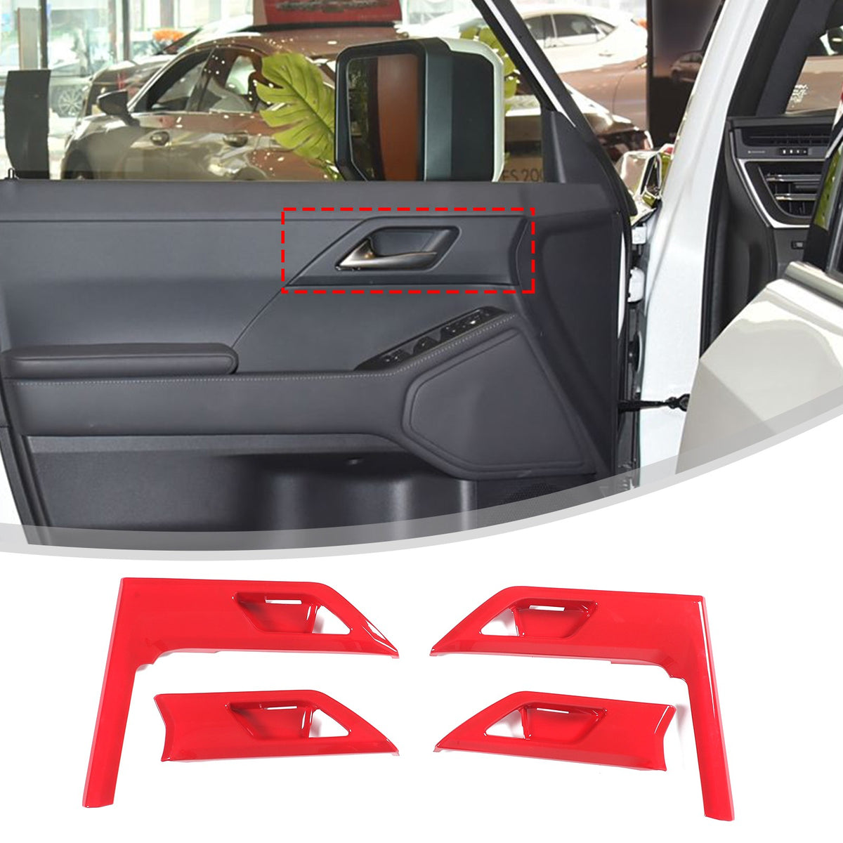 Sport Red ABS Inner Interior Door Bowl Trim Cover For Lexus GX 2024+ US 9