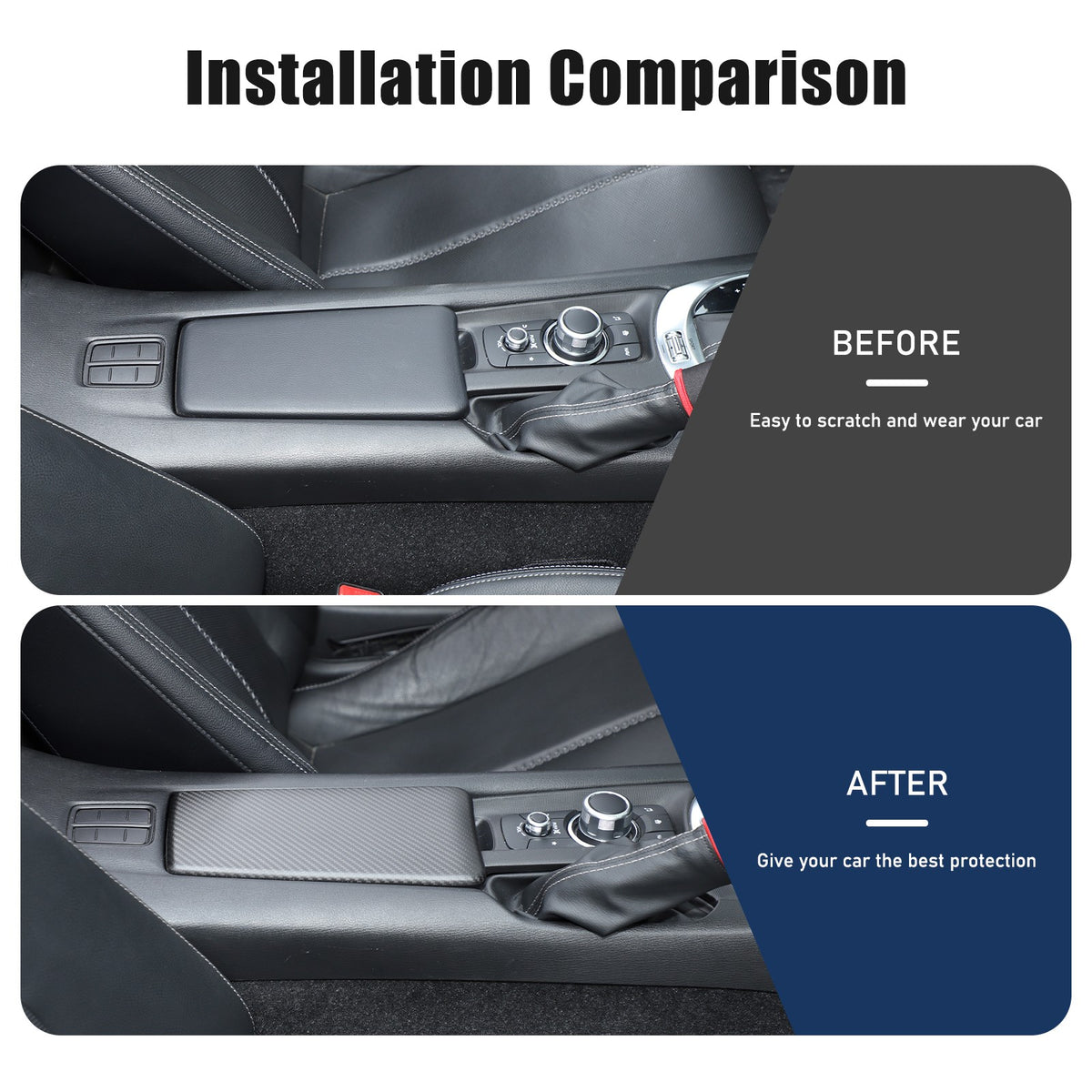 Matte Real Carbon Fiber Center Console Armrest Trim For Mazda MX-5 Miata 2016+ 19