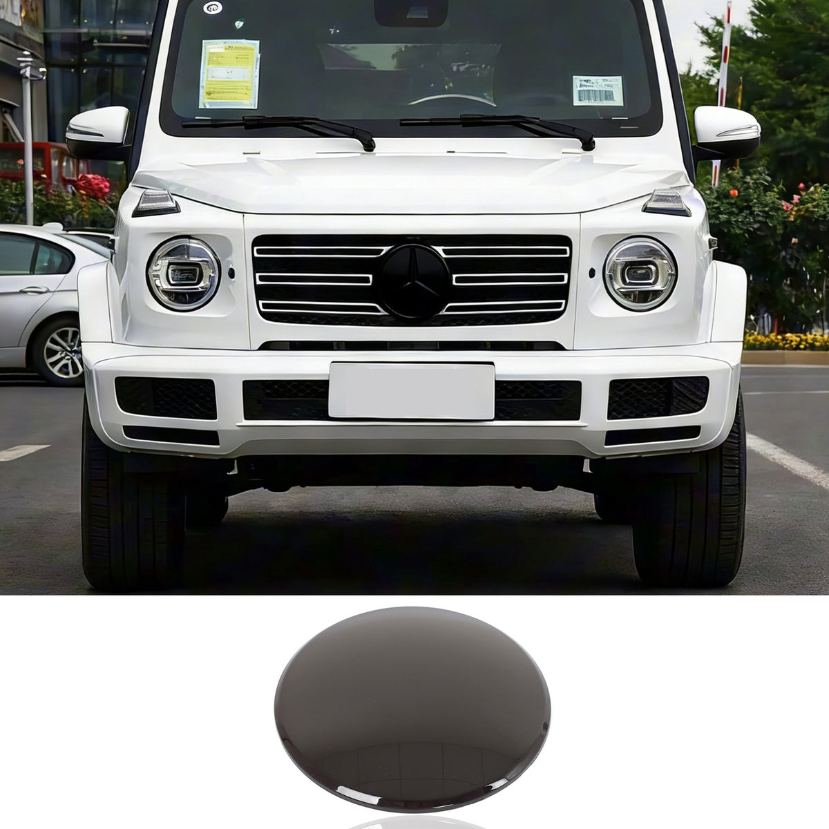 Smoked Black ABS Front Logo Badge Cover Trim For Benz W463 G550 G63 2019+ US 2