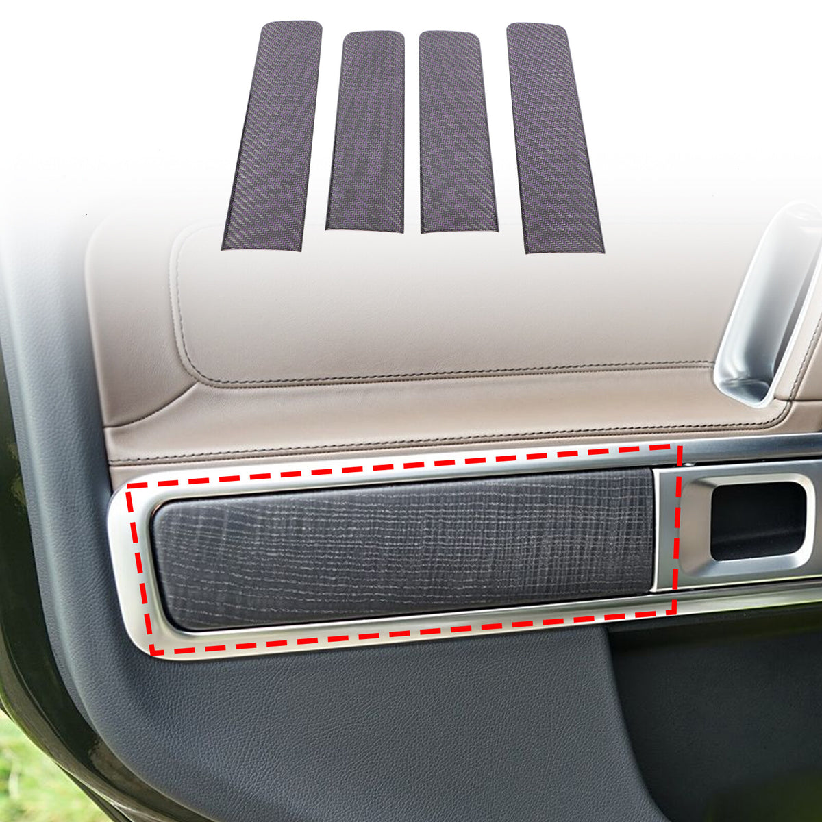 Purple Real Carbon Fiber Interior Door Panel Trim For Benz W463 G550 G63 2019+ 3