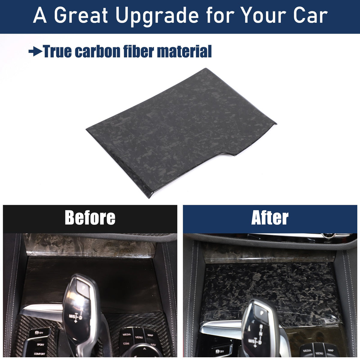 Forged Real Carbon Fiber Center Cup Holder Trim For BMW 5 Series G30 2018-2022 22