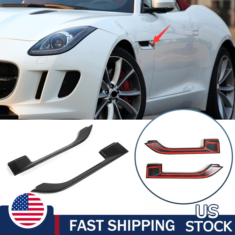 Glossy Black ABS Side Fender Air Vent Cover Trim For Jaguar F-TYPE 2013-20 US 1