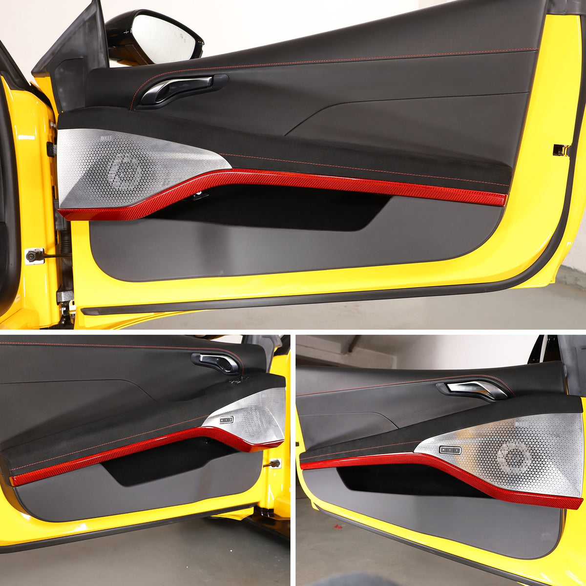 Red Real Carbon Fiber Interior Inner Door Panel Trim For Lotus Emira 2021-2023 12