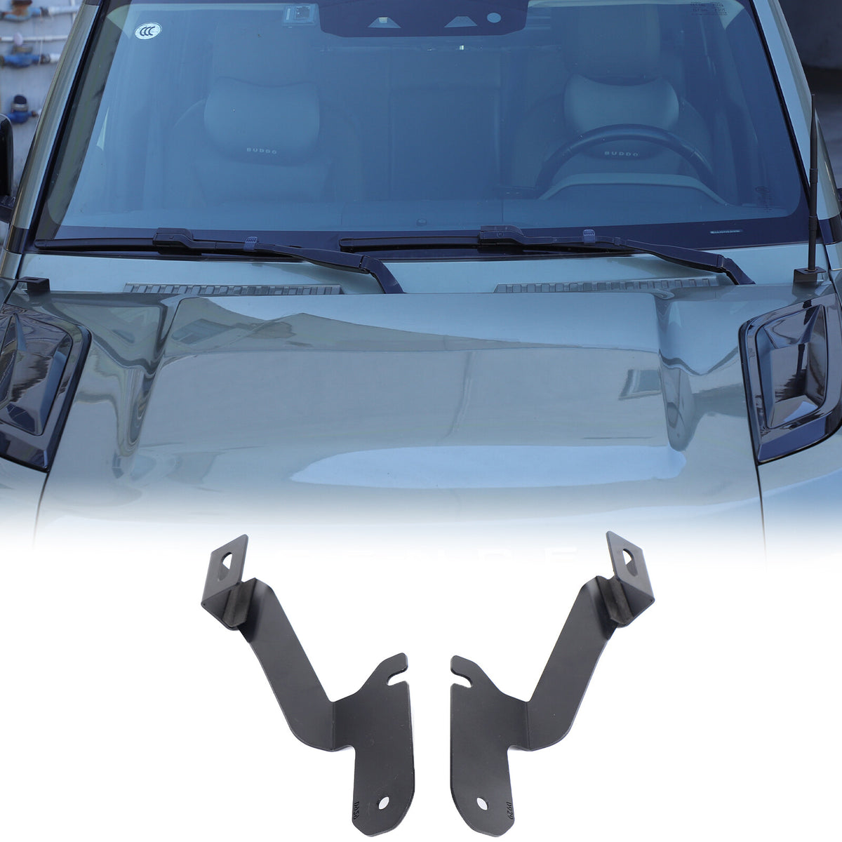 Carbon Steel Hood Spotlight Bracket Holder For Land Rover Defender L663 2020+ 12