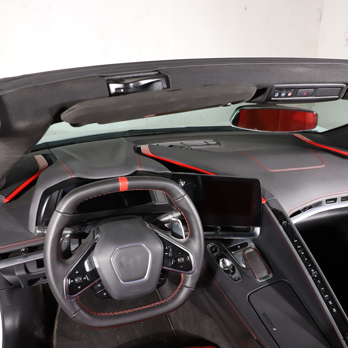 Red Full Interior Set Dash Panel Decor Cover Trim Kit For Corvette C8 2020-25 - Variants 11-15 30