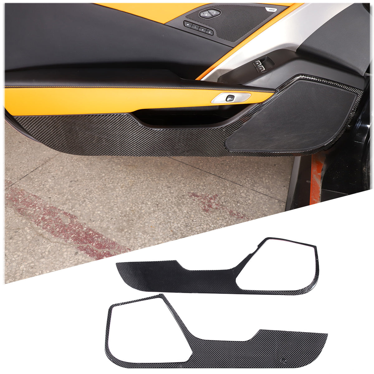 Carbon Fiber Interior Door anti-kick panel Trim Cover For Corvette C7 2014-19 US 3