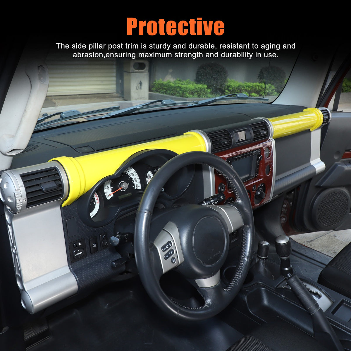 ABS Yellow Center Dashboard Panel Trim Strip For Toyota FJ Cruiser 2007-2021 1