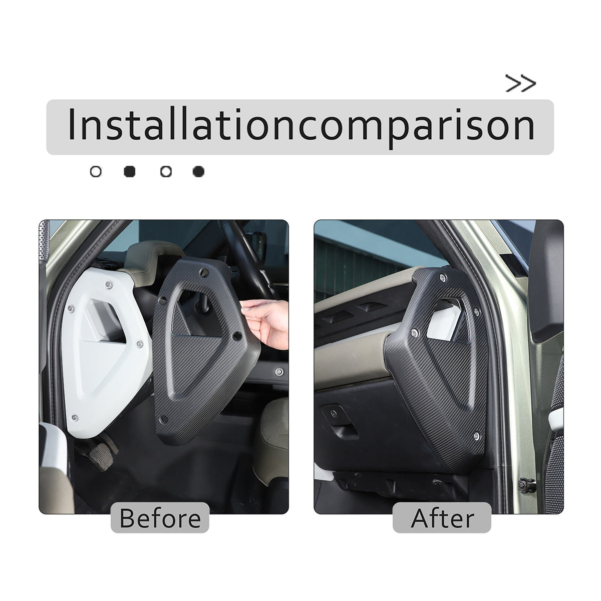Matte Real Carbon Fiber Dashboard Sides Panel Trim For Land Rover Defender 20-23 21