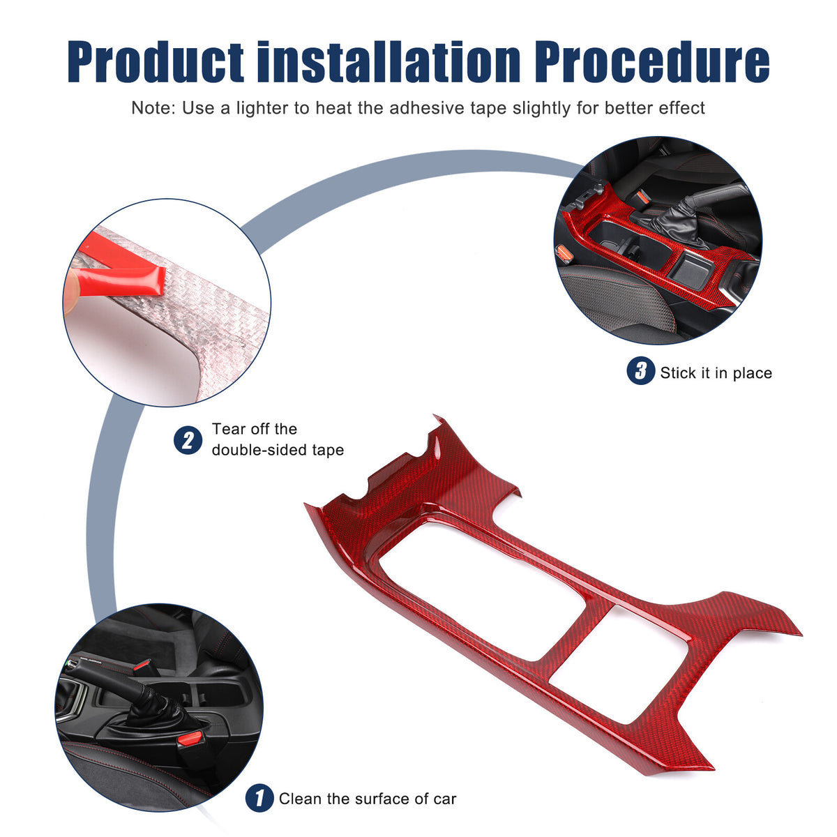 Red Real Carbon Fiber Center Console Cup Holder Trim For Subaru WRX VB 2022+ MT 3