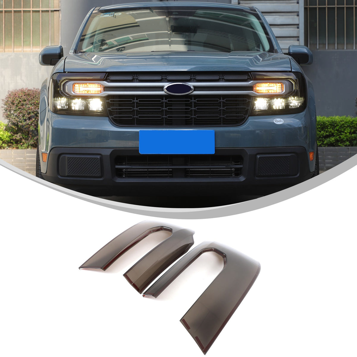 Transparent Gray Smoked Front Headlight Cover Trim For Ford Maverick 2022-2024 13