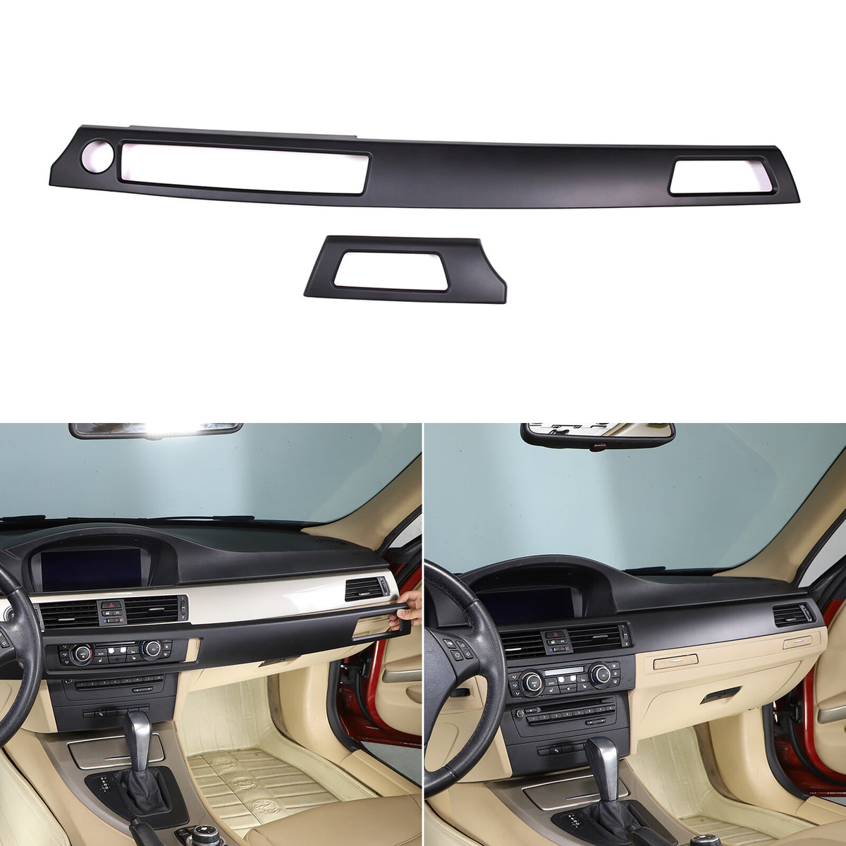 Matte Black Center Console Dashboard Panel Trim For BMW 3 Series E90 2005-12 US 2