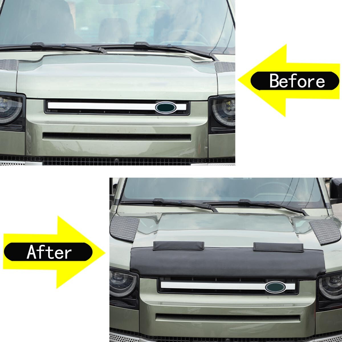 Black Car Bonnet Hood Bra Protector Mask Cover For Land Rover Defender 2020-2023 10