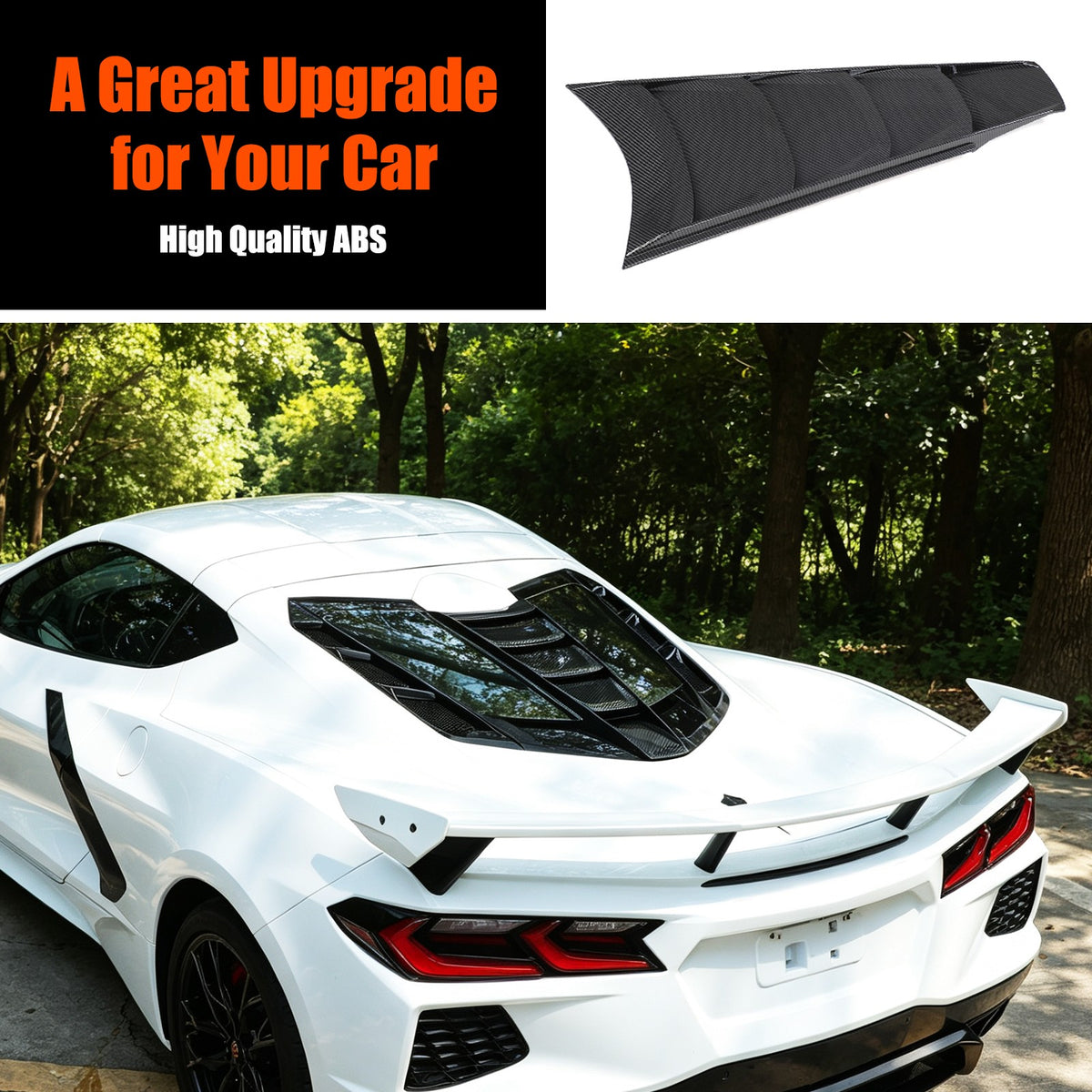 Carbon Fiber ABS Rear Split Window Applique Louver Trim For Corvette C8 Z51 20+ 14
