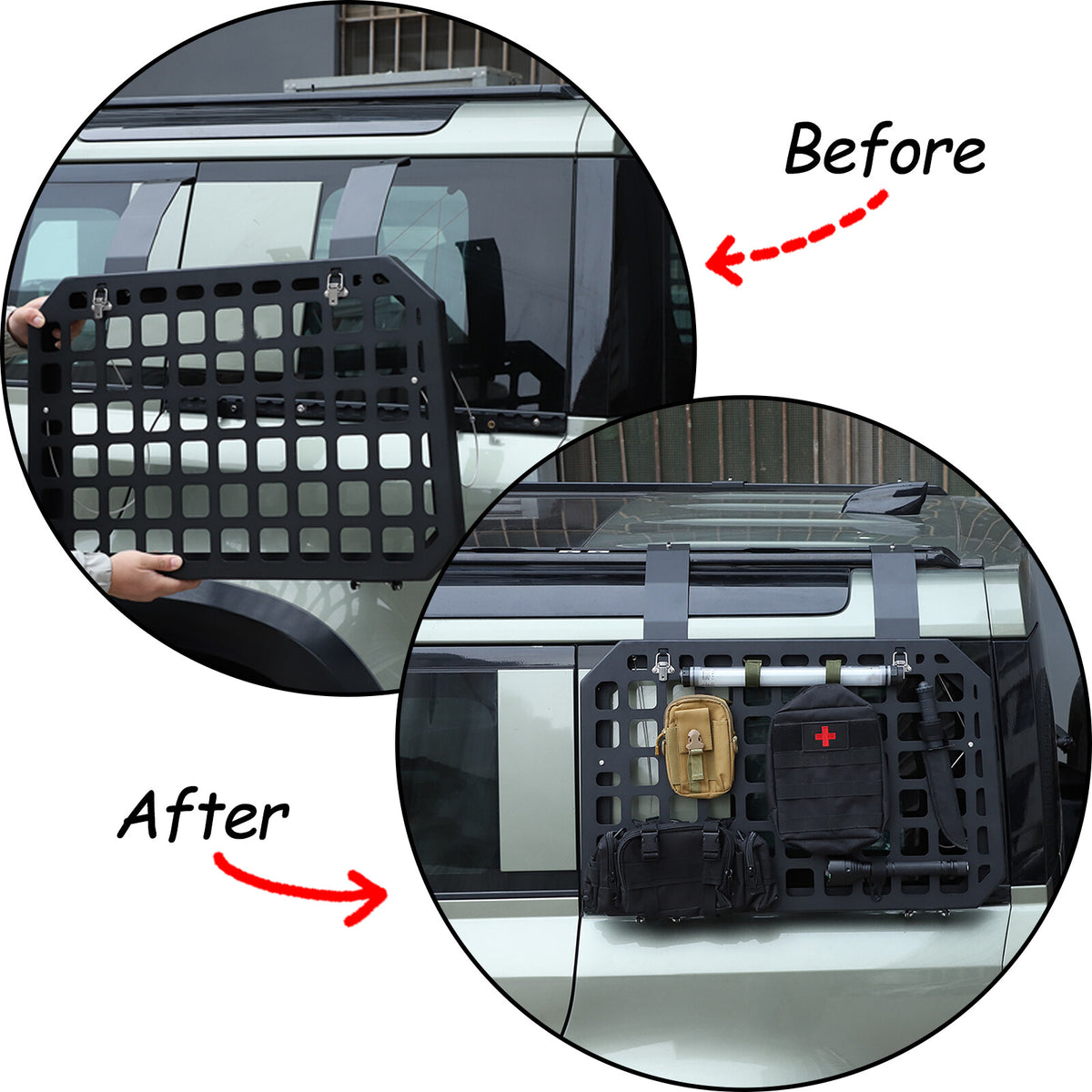 Side Molle Panel Trunk Shelf Storage Rack For LR Defender 90 110 L663 20-23 US 22