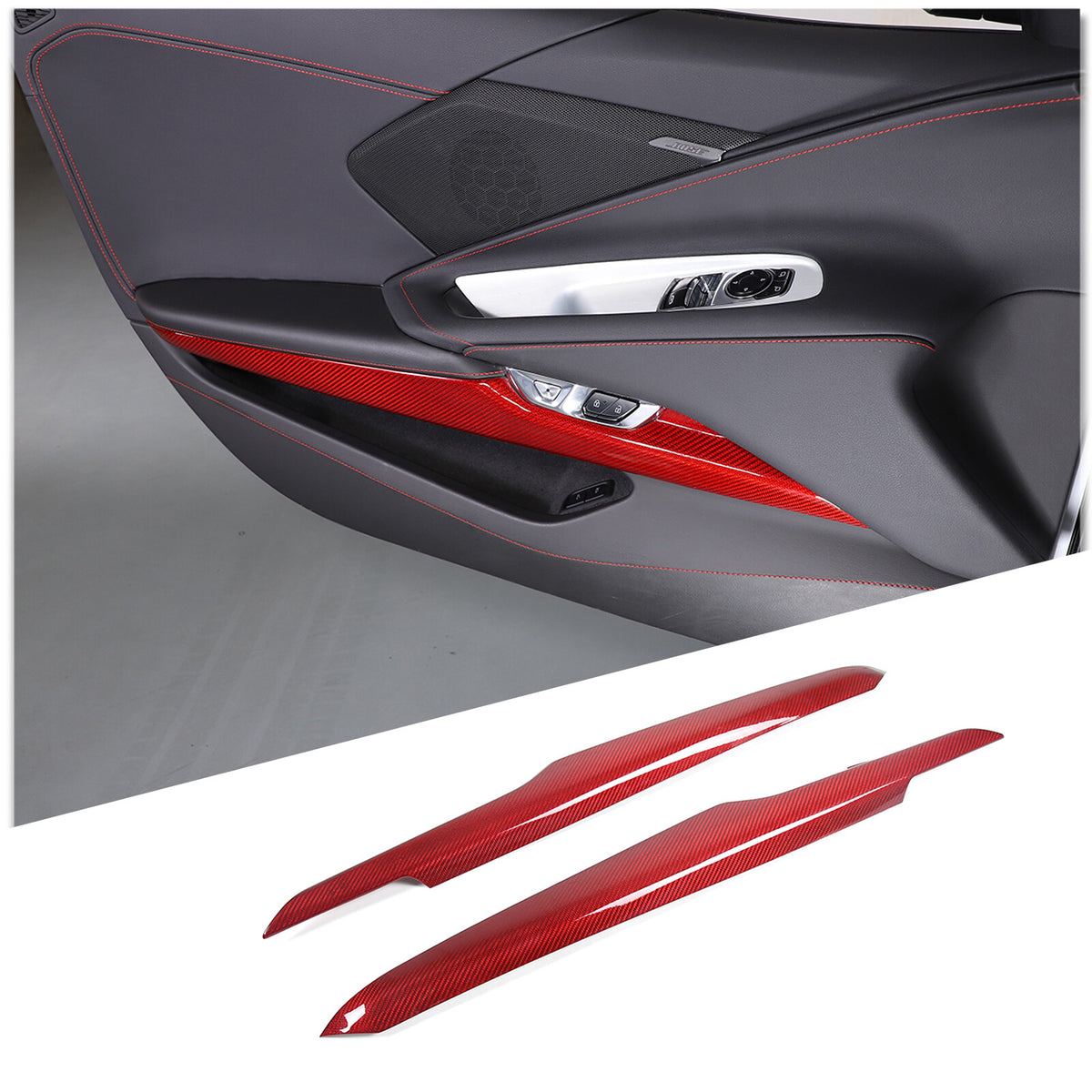 Red Real Carbon Fiber Full Interior Set Decor Trim Kit for Corvette C8 20-25 - Styles 41-45 43