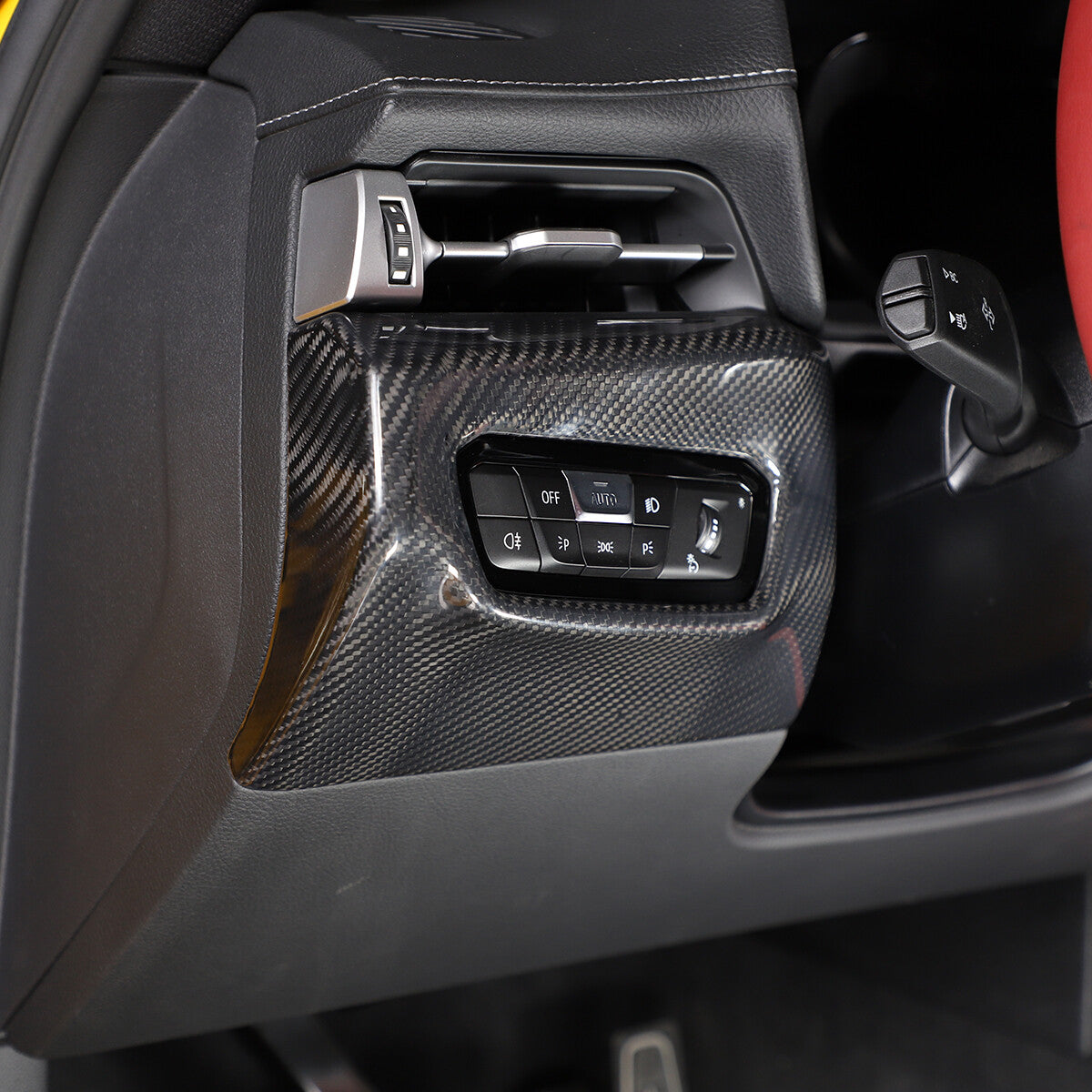 Real Carbon Headlight Switch Button Panel Trim For Toyota Supra A90 19-24 US 4