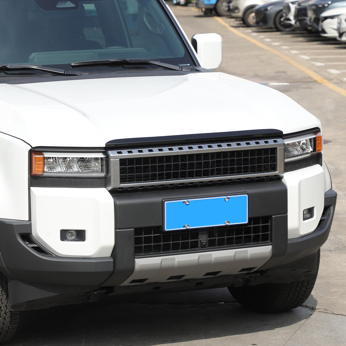 Glossy Black Front Grille Upper Engine Hood Trim For Toyota Land Cruiser LC250 9