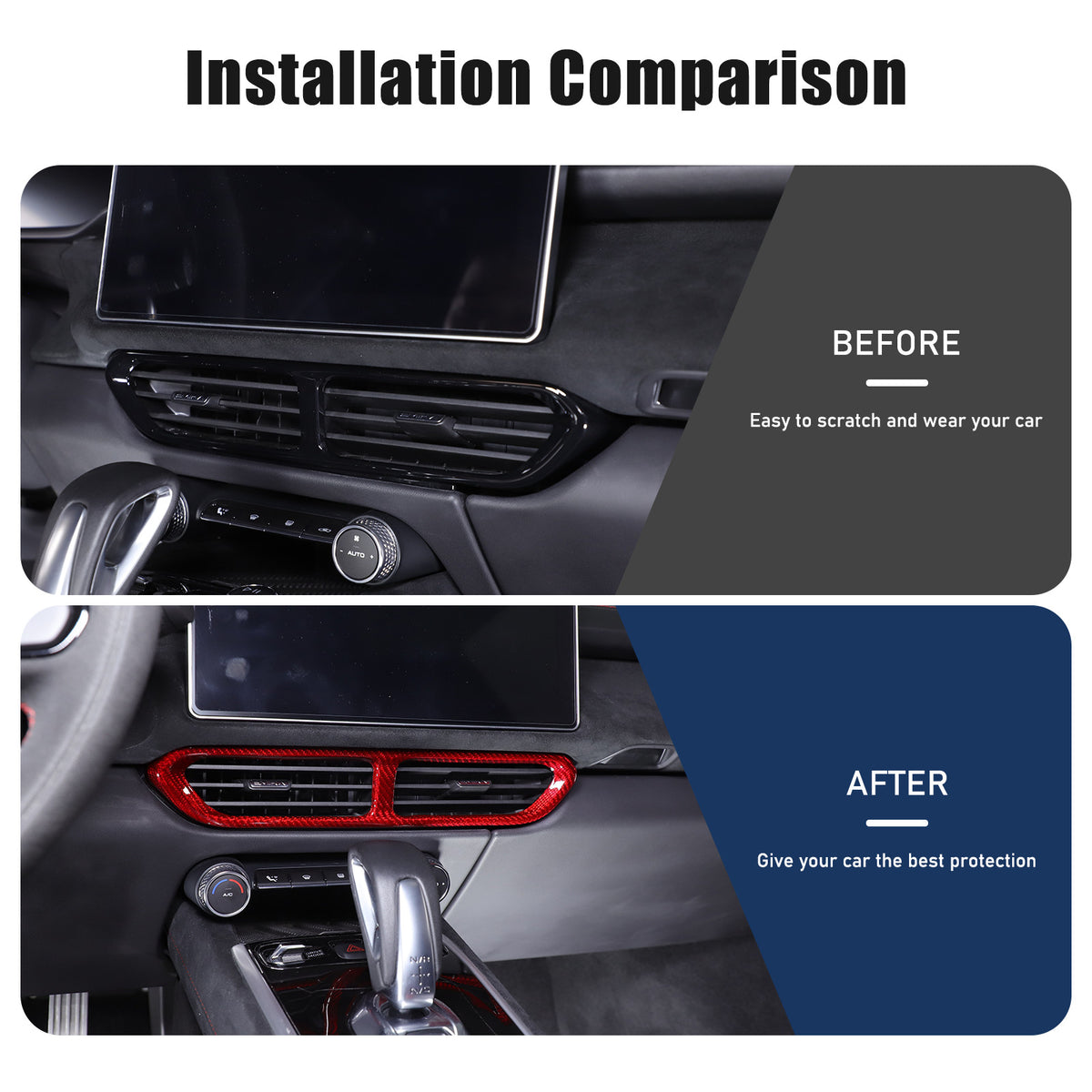 Red Real Carbon Fiber Center Console Air Vent Panel Trim For Lotus EMIRA 2021-25 14