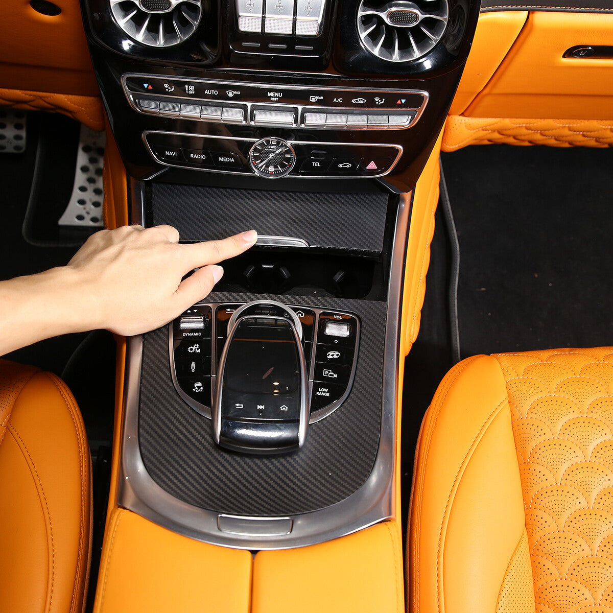 Carbon Fiber Central Gear Shift Panel trim For Mercedes Benz G Class 19-20 15