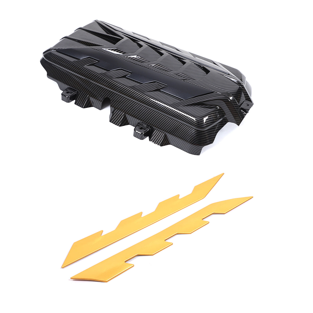 Black Engine Bay Panel Cover Trim in Edge Yellow For Corvette C8 2020-26 US 3