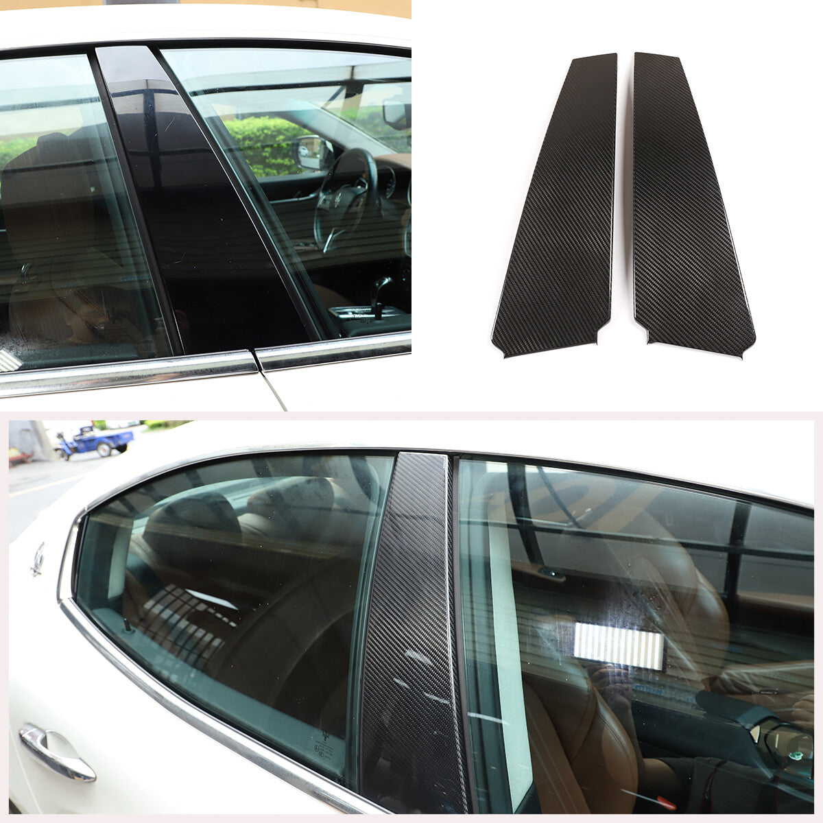 Real Carbon Fiber Window B Pillar Trim For Maserati Ghibli Quattroporte 2014-24 1