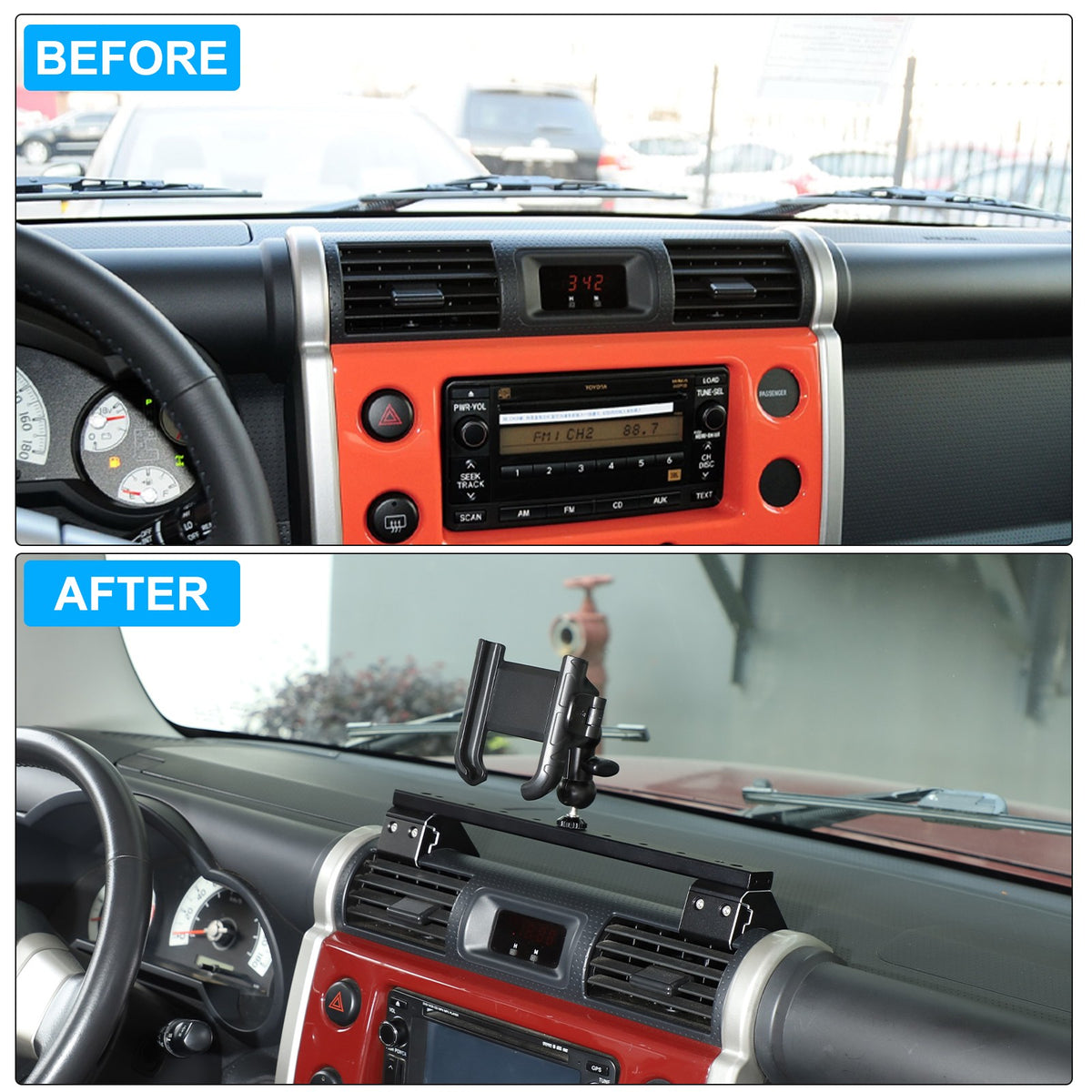 U Shape Center Console Phone Holder Bracket For Toyota FJ Cruiser 2007-2021 10