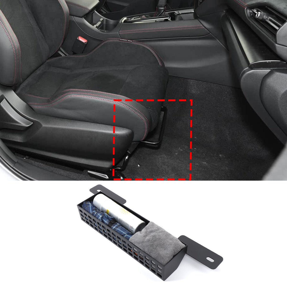 Aluminum Passenger Side Seat Storage Basket For Subaru Crosstrek GU 2024+ US 14
