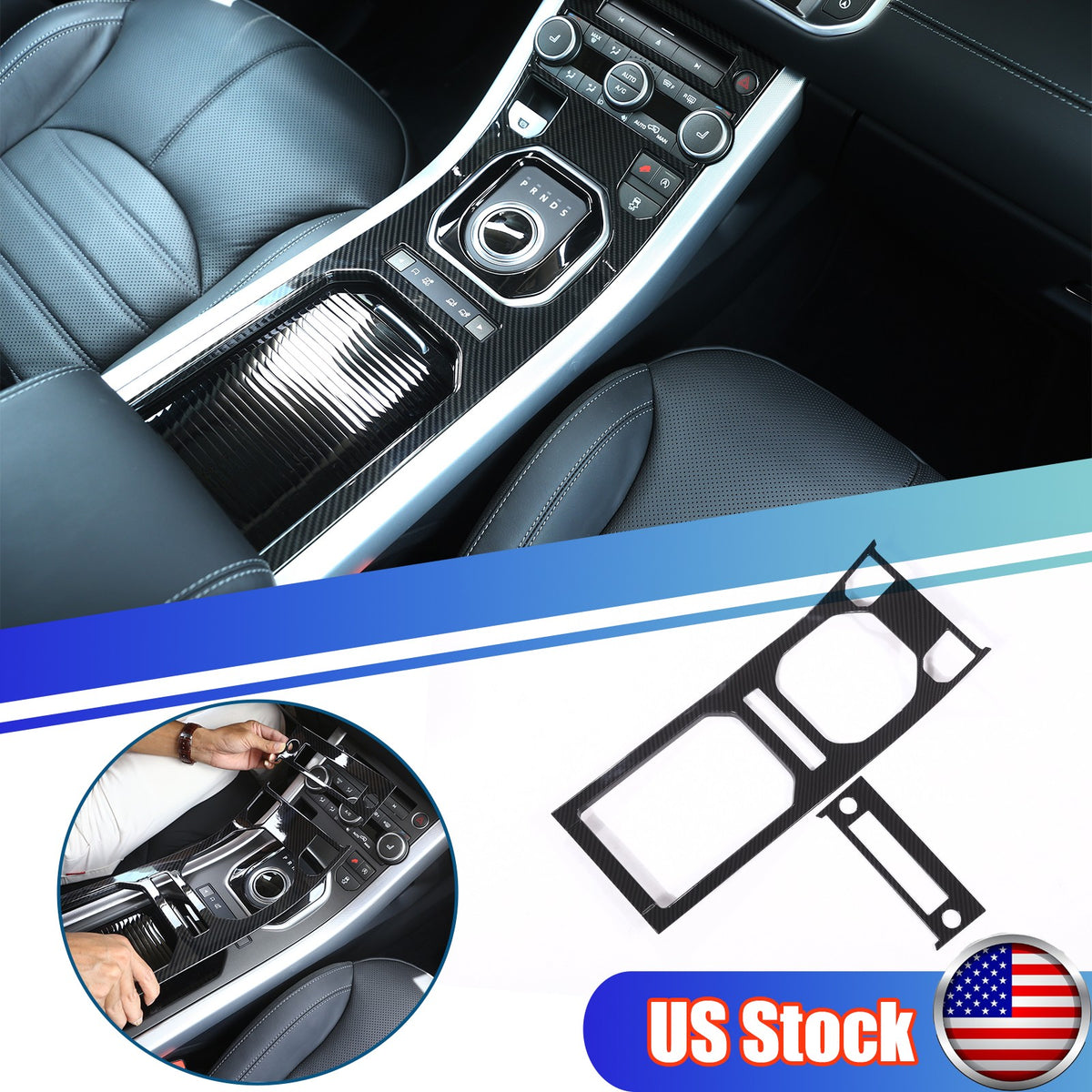 Carbon Fiber Center Console Gear Panel Trim For LR Range Rover Evoque 12-18 US 1