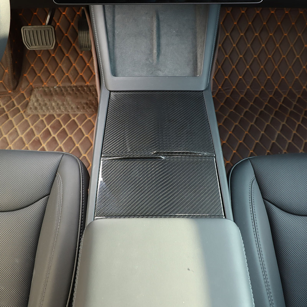 Real Dry Carbon Fiber Center Console Interior Trim Cover For Tesla Model 3 2023+ 42