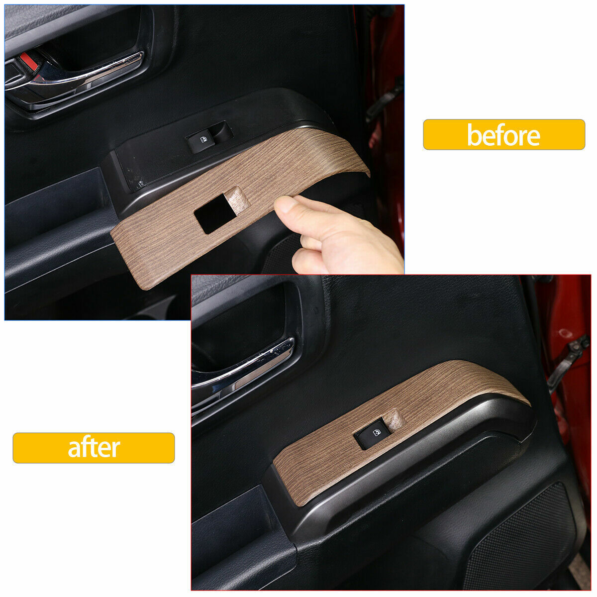 Wood Grain Interior Center Console Cover Trim For Toyota Tacoma 2016-2023 87