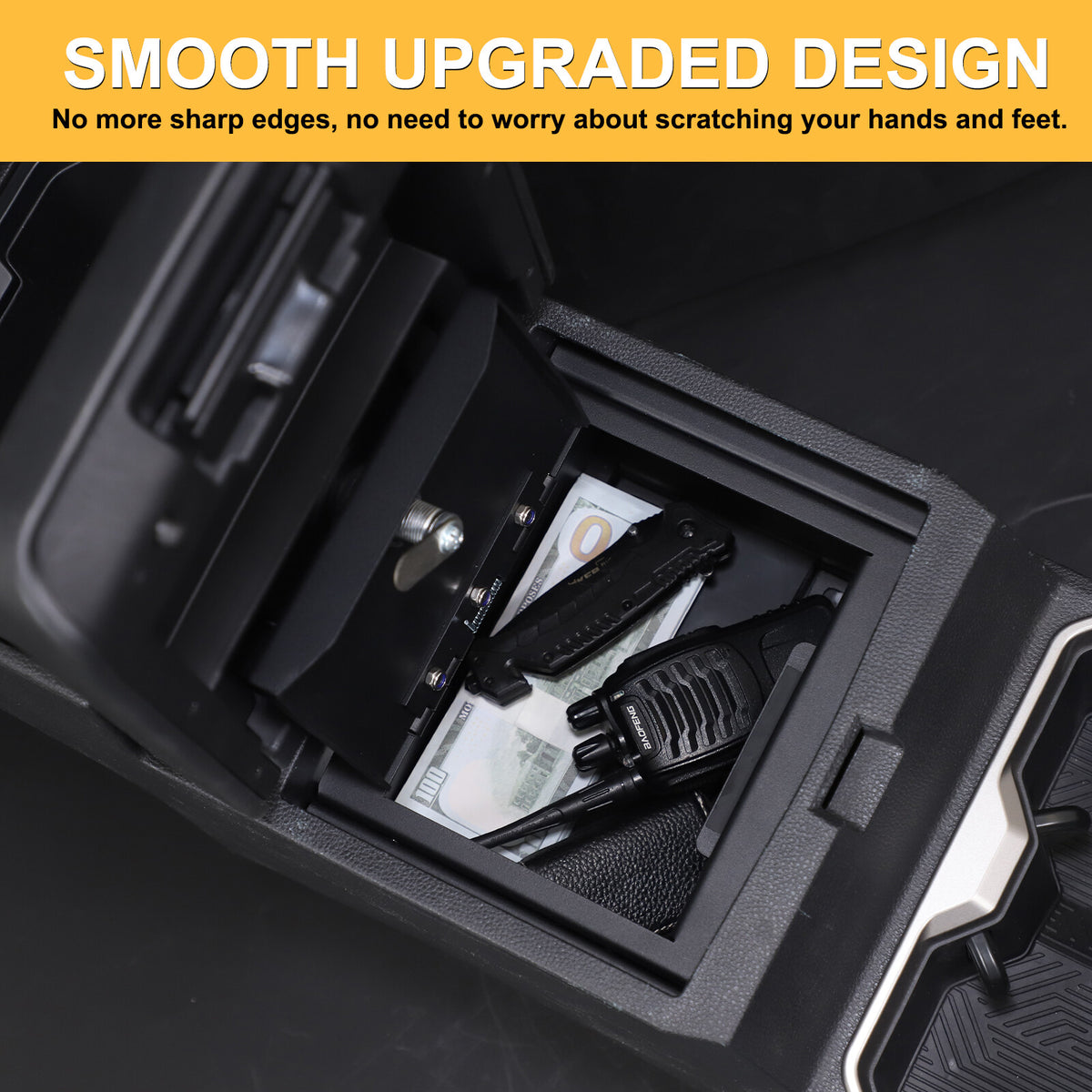 Steel Center Console Safe GUN Storage Lock Box TRAY For Toyota Tacoma 24+ US 3