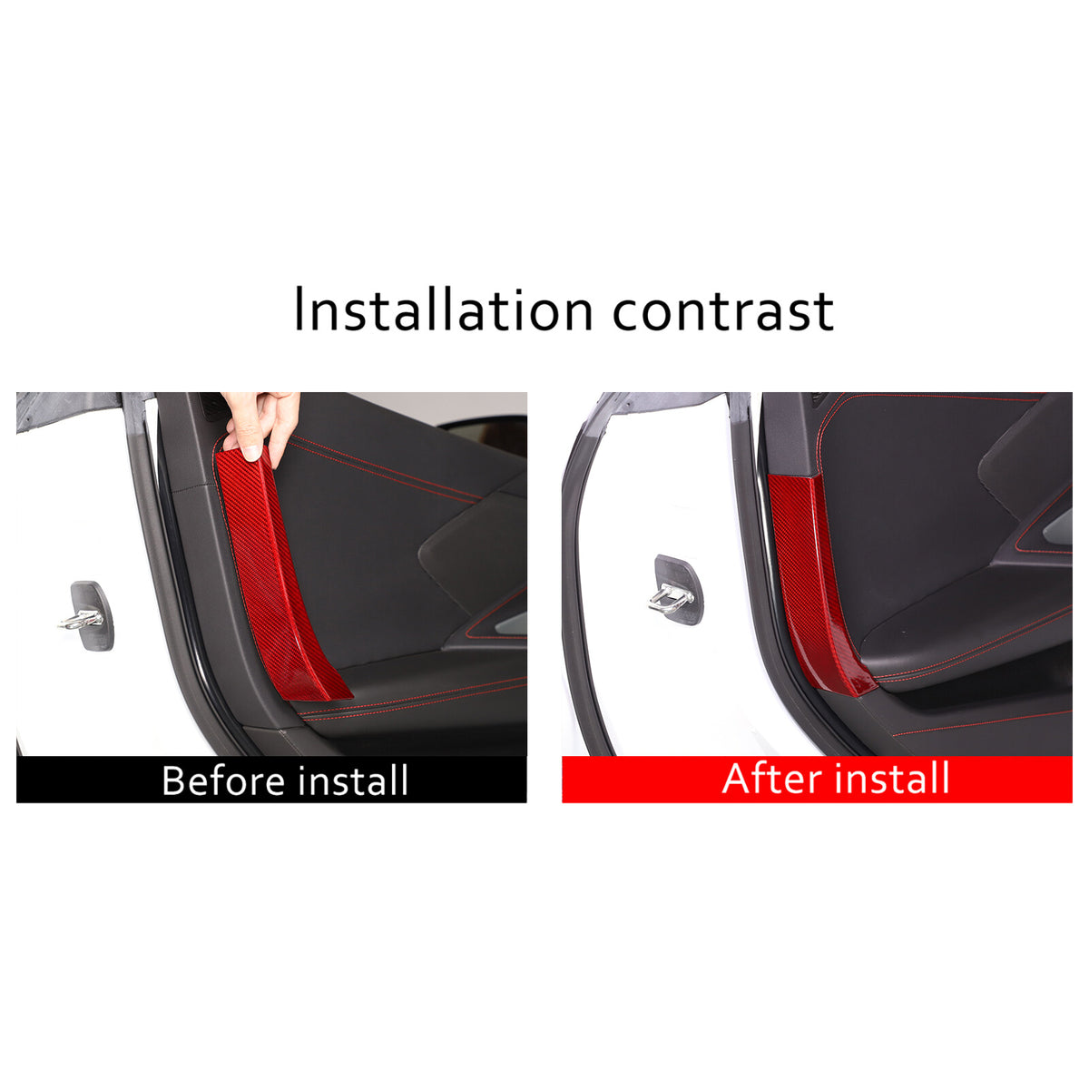 Red Real Carbon fiber Interior Door Panel trim Cover For Corvette C8 20-26 US 10