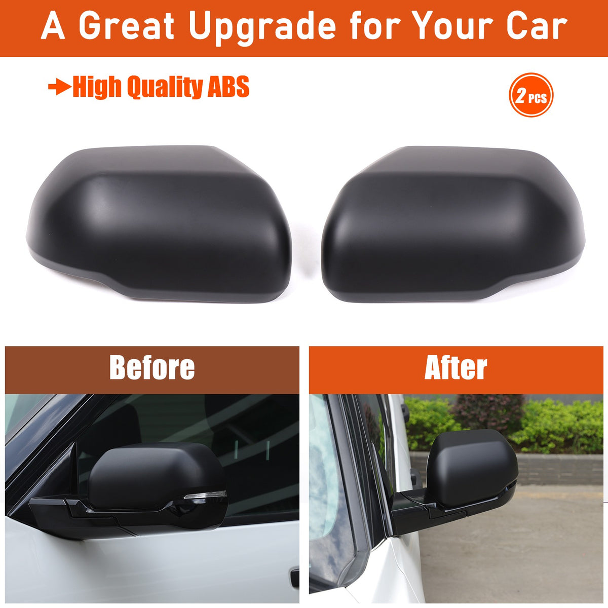 Matte Black Exterior Rearview Mirror Cover Trim For Toyota Tundra/Sequoia 2022+ 23