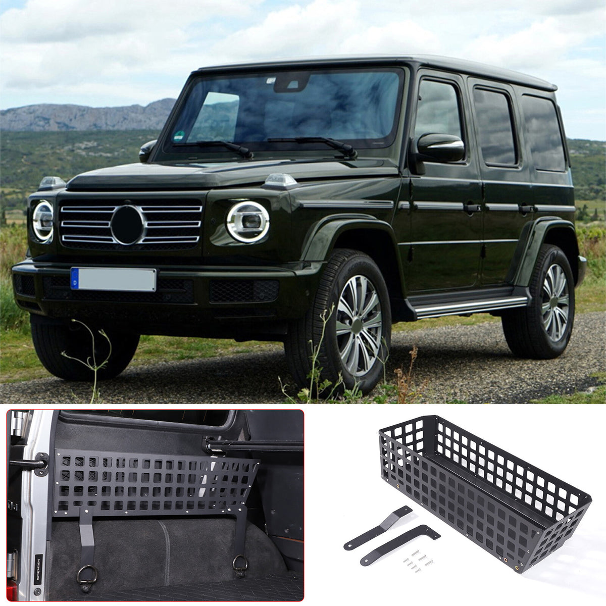 Black Alloy Trunk Left Side Storage Basket Trim Tray For Benz G-Class 2004-2018 3
