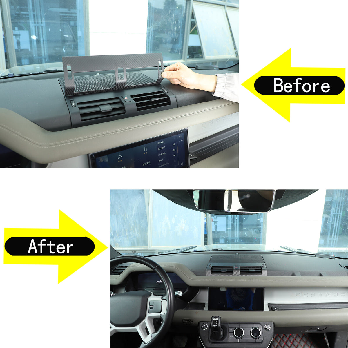 Matte Real Carbon Fiber Center Console Air Vent Trim For LR Defender 20-24 US 3